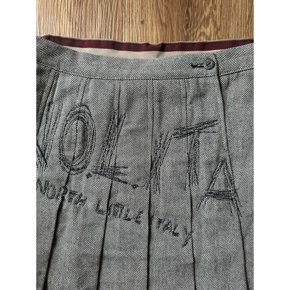 VTG Nolita North Little Italy Y2K Wool And Khaki Mini Pleated Skirt Streetwear - Picture 2 of 11
